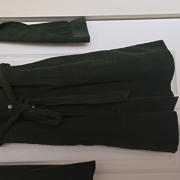 J.Crew Pine Green Corduroy Shirt Dress Belted Long Sleeve NWT Size 2 - Picture 9 of 17